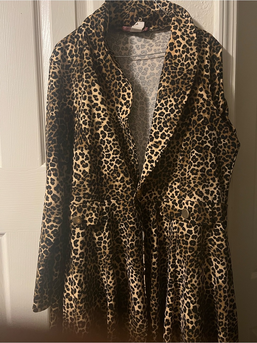 Leopard Print Trench Coat - Brown/Black
